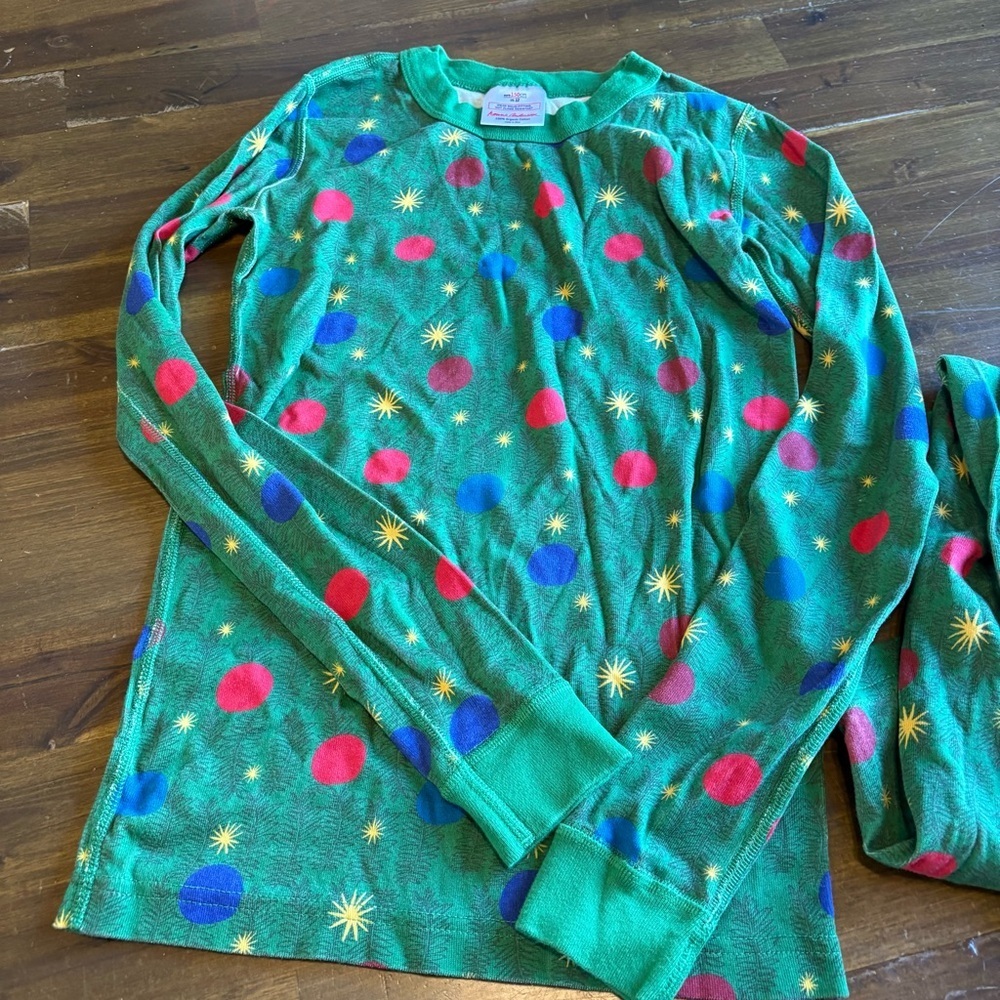Hanna Andersson Green Holiday Pajamas Winter Starts Circle Red Yellow 12 - Picture 4 of 4